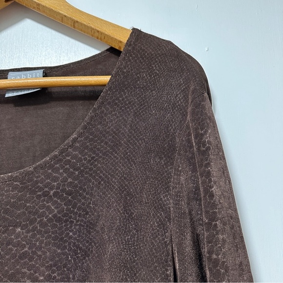 Vintage 90s Rabbit Rabbit Rabbit Designs Brown Snake Print Stretch Shirt Size 16 - Picture 4 of 16